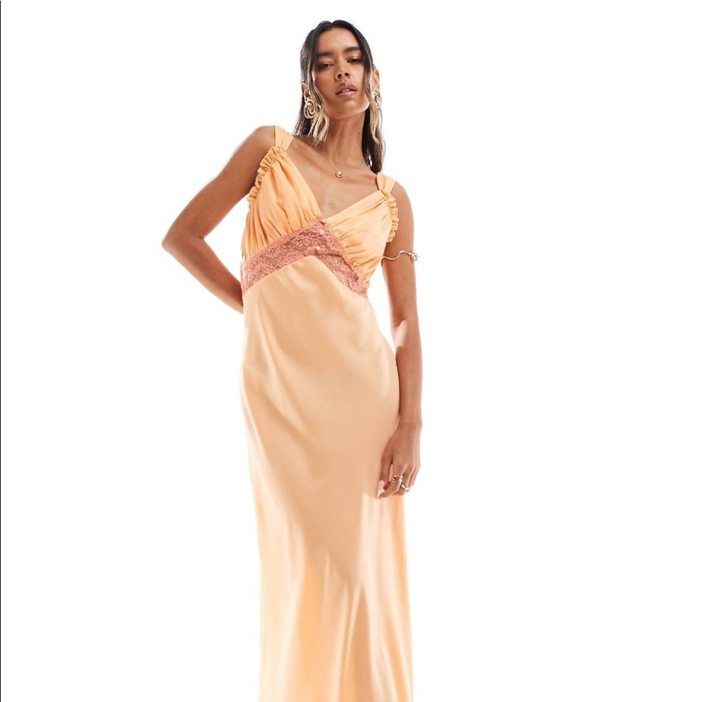 Peach and pink dress with lace details